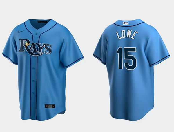 Men's Tampa Bay Rays #15 Josh Lowe Light Blue Cool Base Stitched Baseball Jersey
